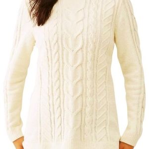 J Jill Women's M Cable Knit Chenille Ivory Sweater
